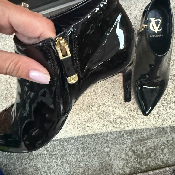 Vince Camuto Signature Black Patent Leather Stiletto Ankle Booties - Picture 7 of 9